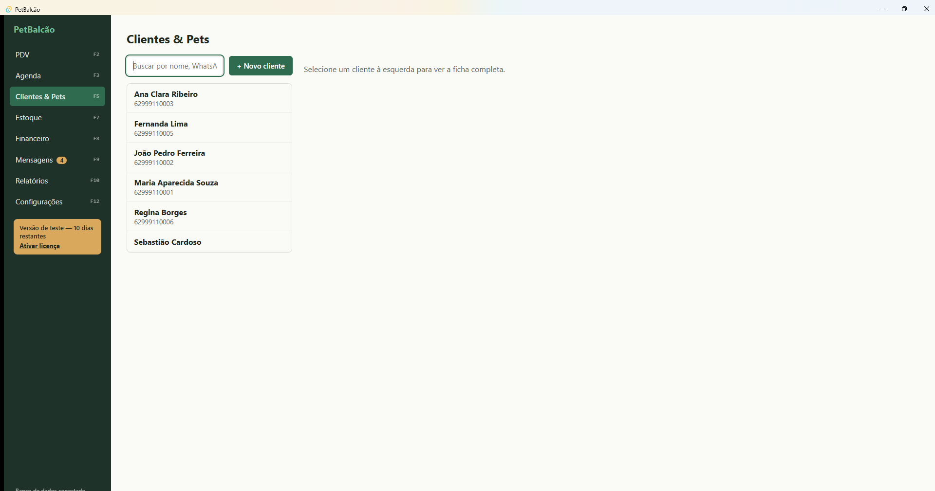 Lista de clientes com busca